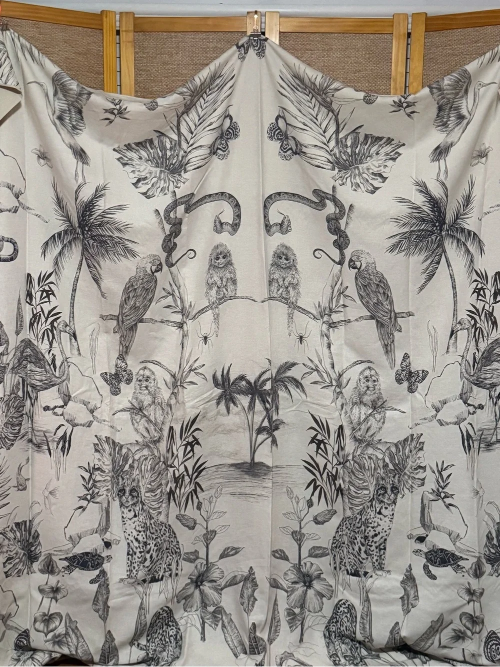 CB2 Neutral Safari Print Linen Blend Duvet Cover and Pillow Cases